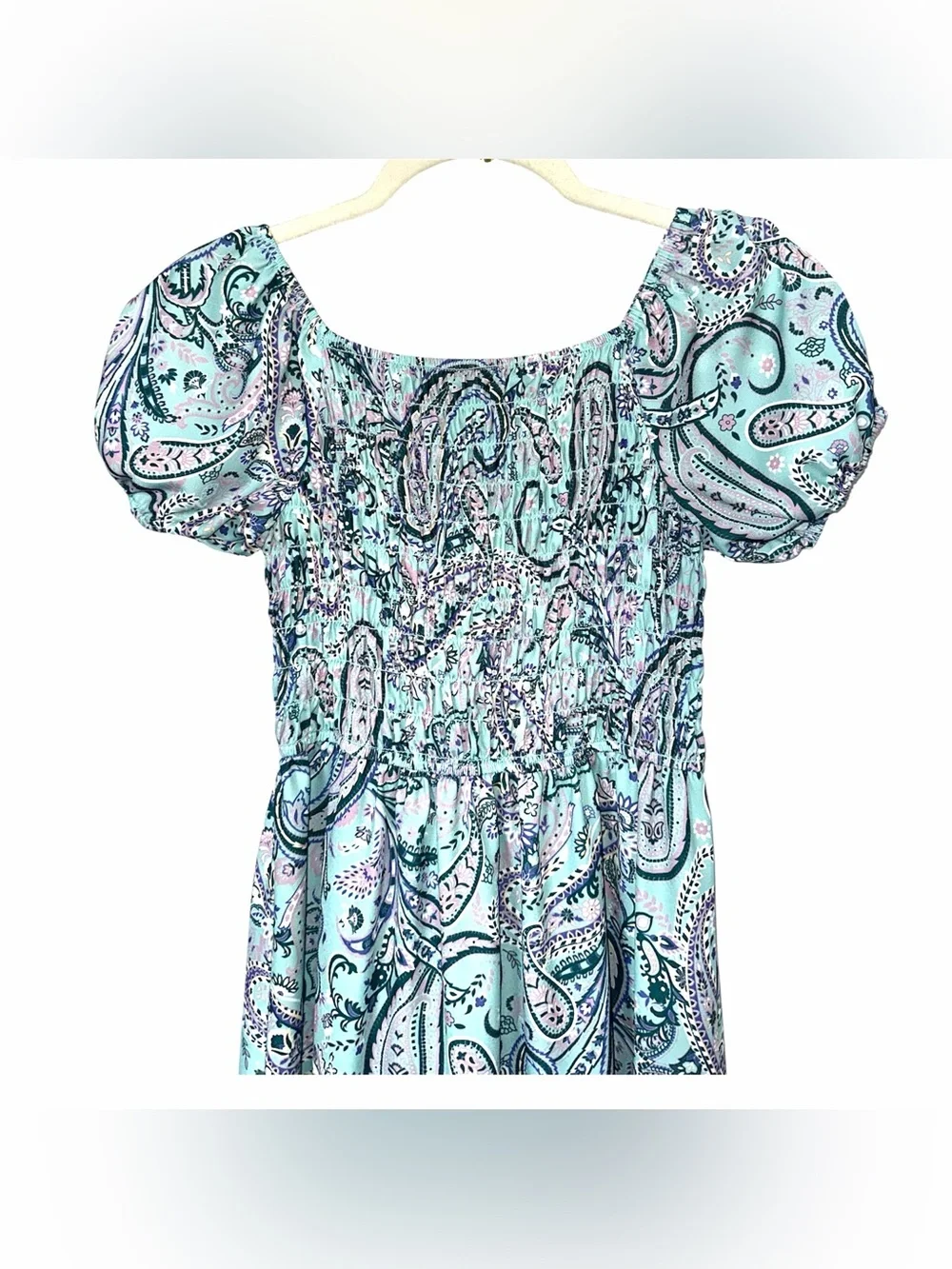 AVA AND YELLY | Paisley Puff Sleeve Smocked Ruffled Dress (Big Girls) Sz 16 EUC
